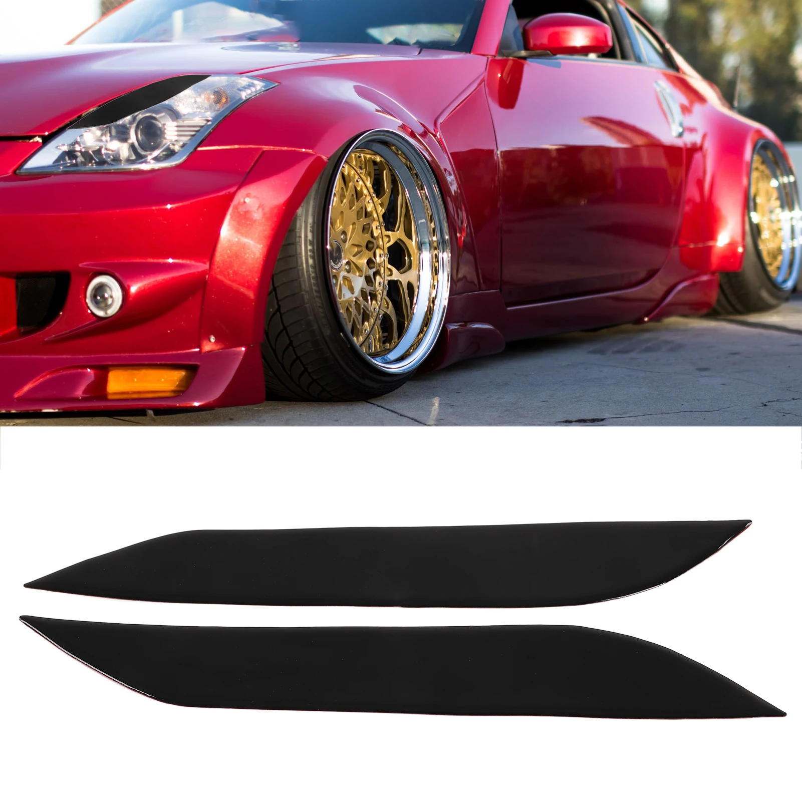 

2pcs Car Headlight Eyebrow Eyelids Trim Decoration Car Light Eyebrow Sticker Replacement for Nissan 350Z Z33 2003‑2009