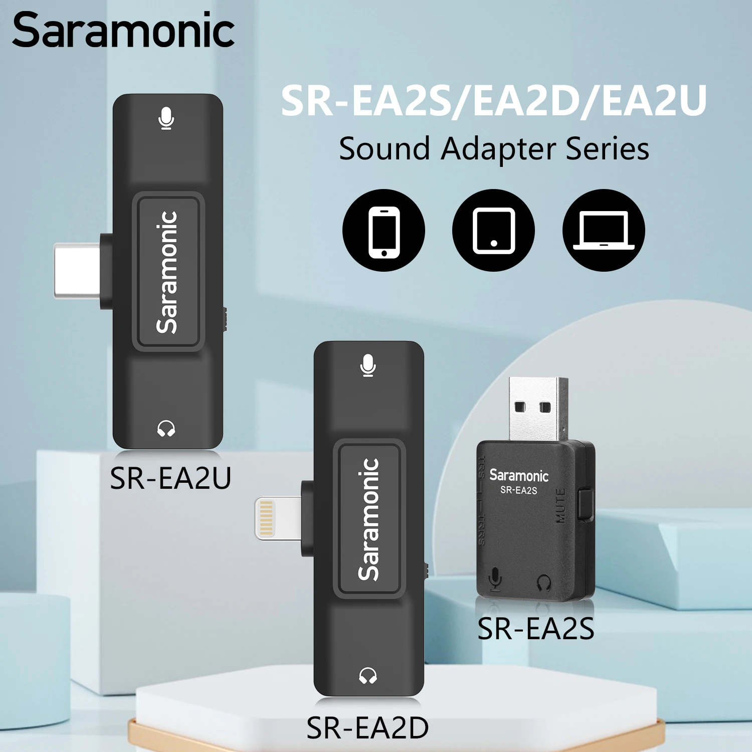 

Saramonic SR-EA2D/U/S Audio Adapter with Lightning Type-C Connector for Smartphone PC iPhone Computers 3.5mm TRS/TRRS Microfone