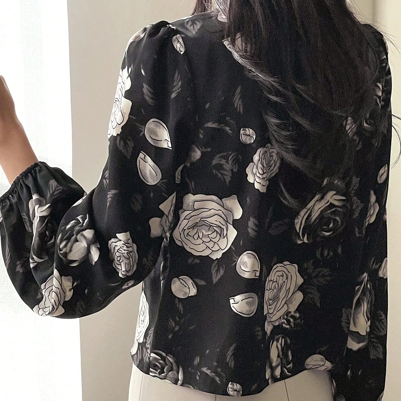 JHJN французская женская рубашка повседневная свободная блузка с v-образным