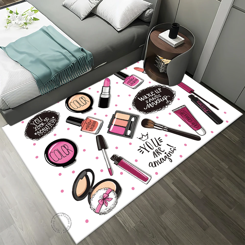 Nail Polish Lipstick Gift HD Printing Area Carpet, Living Room Sofa Decorative Carpet, Anti-skid Mat, Alfombras Direct Shipment