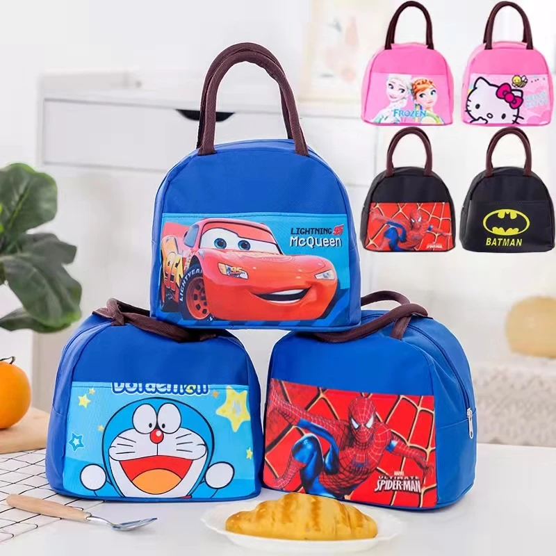Disney Marvel Lunch Box for Boys Girls Functional Pattern Cooler Portable Insulated Canvas Lunch Bag Thermal Food Picnic Box