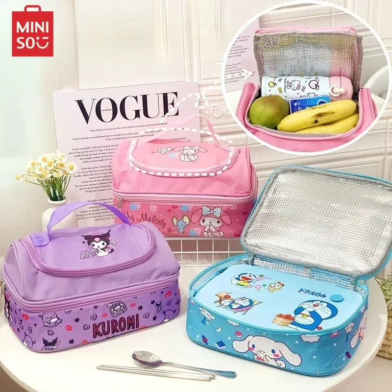 Sanrio Hello Kitty Kuromi Melody Cinnamoroll Прочная Двухслойная Сумка Для Обеда Kawaii С Мультяшным