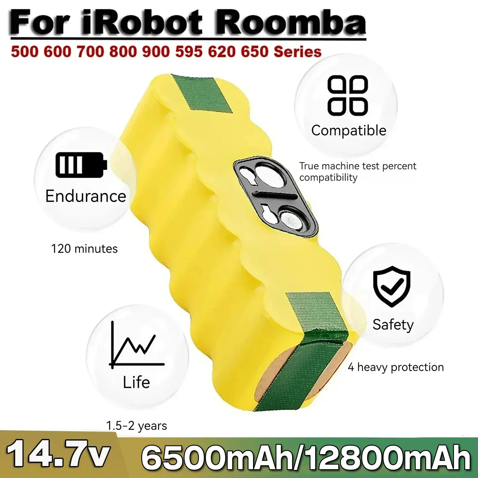 Фото 100% оригинал для iRobot 14,4 В 12800 мАч Аккумулятор 500 600 700 800 900 серии Аккумулятор для iRobot Roomba14.4 V 620 650 770 780 580 №1