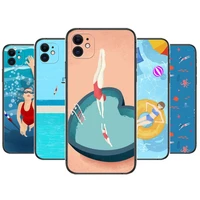 swimmer swim phone cases for iphone 13 pro max case 12 11 pro max 8 plus 7plus 6s xr x xs 6 mini se mobile cell