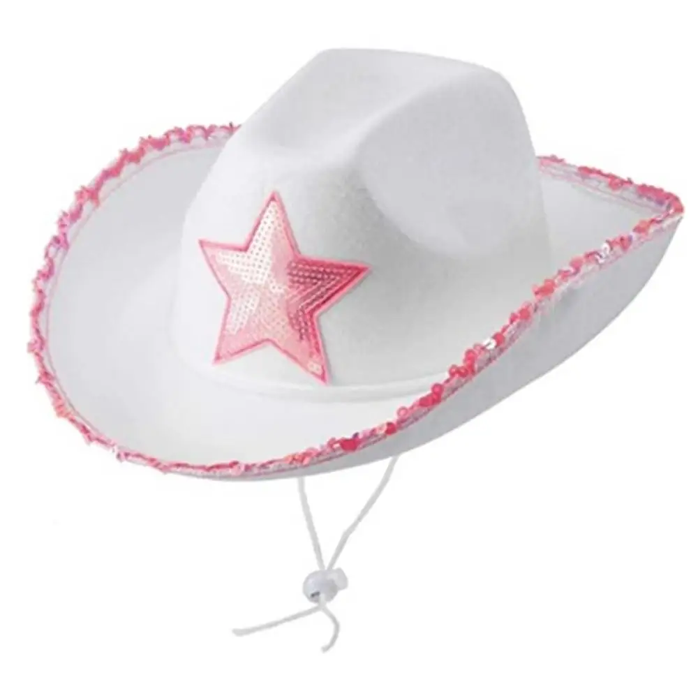 

Dick Cowboy Hat Western Sun Protect Cap Halloween Costume Headwear Sequin Star Pentagram Trend Fashion Head Decoration