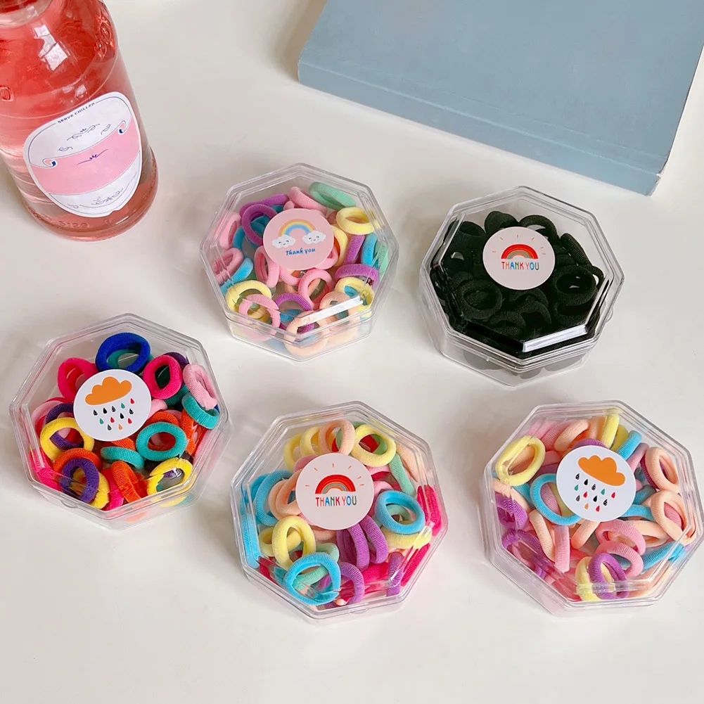 

1Box Hair Accessories For Baby Girls Elastic Hair Bands Candy Color Rubber Bands Black White Ponytail Holder Hair Tie