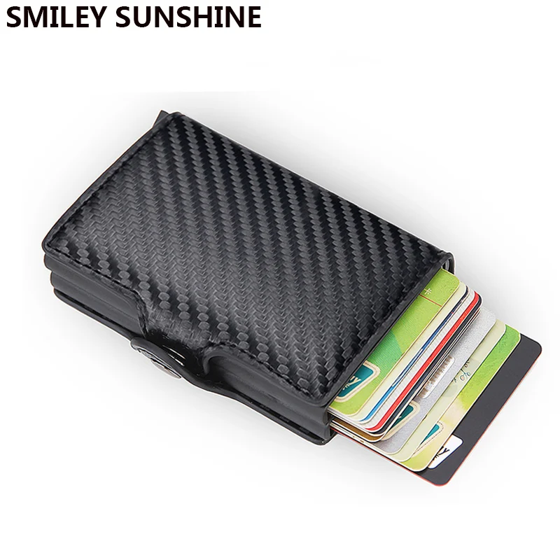 Top Quality Rfid Wallet Men Money Bag Mini Black Male Carbon Card Wallet Small Clutch Leather Wallet Thin Purse carteras 2022