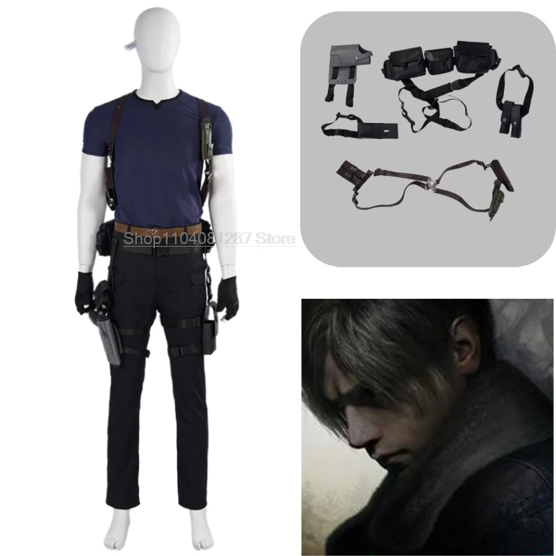 Человек Biohazard Resident 4 Remake Leon S Kennedy Evil Косплей Костюм Куртка Пальто Топы Брюки