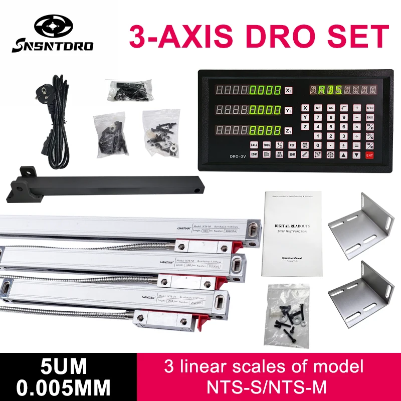 

SNSNTDRO DRO-3V Цифровой дисплей 0-1000 мм для фрезерного станка