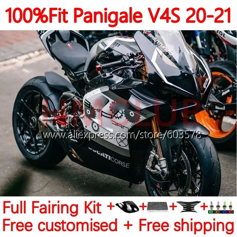 

100% подходит для корпуса OEM для DUCATI Panigale V 4 V4 S R V4S V4R V4-S 20 21 V-4 S 2020 2021 Инжекционный обтекатель 168No.34 Белый Черный