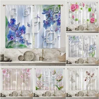3d flowers 3d digital printing curtain kitchen short window curtains 2 panels