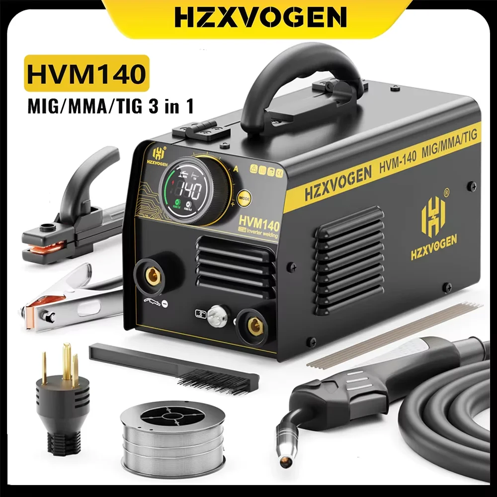HZXVOGEN Полуавтоматический сварочный аппарат 3 в 1. HVM140 MMA/Gasless MIG/Lift TIG IGBT Инверторный