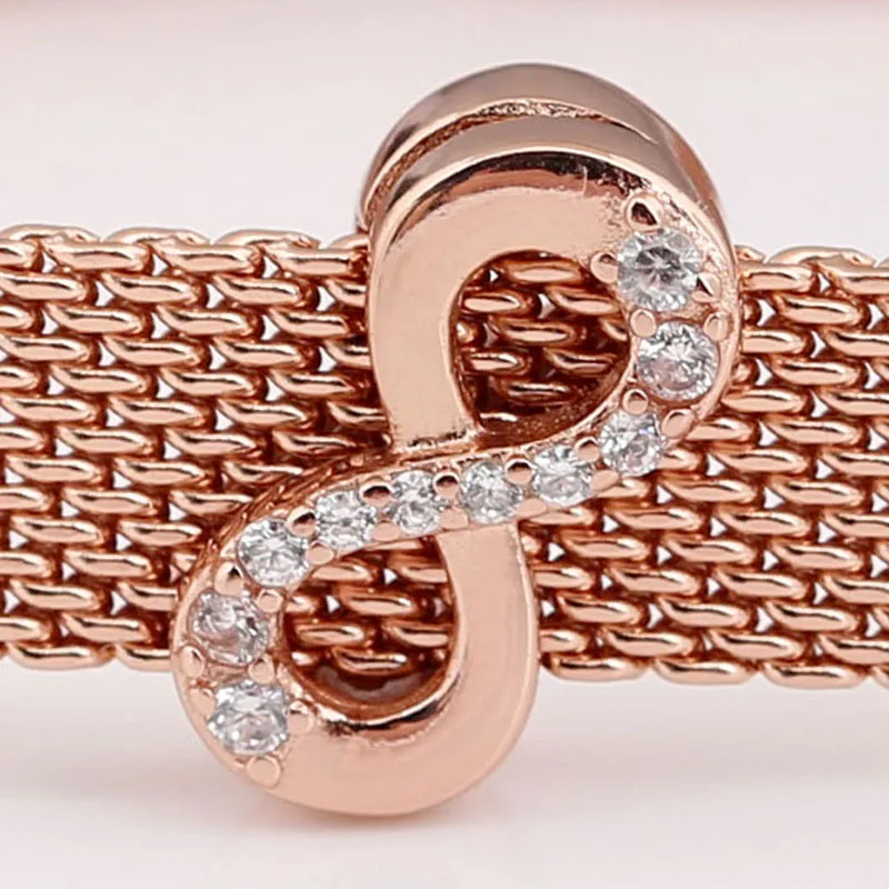 

New Rose Reflexions Sparkling Infinity Clip Beads Fit 925 Sterling Silver Bead Charm Bracelet Bangle Diy Jewelry