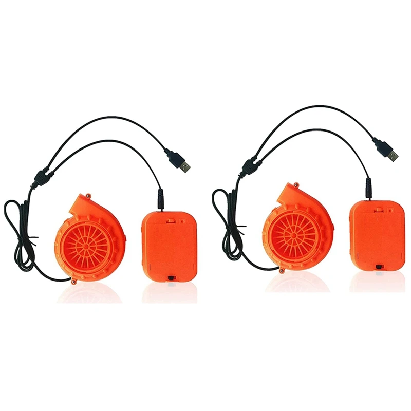 

2X мини вентилятор для костюма динозавра или головы талисмана или другого надувного игрового костюма, оранжевый