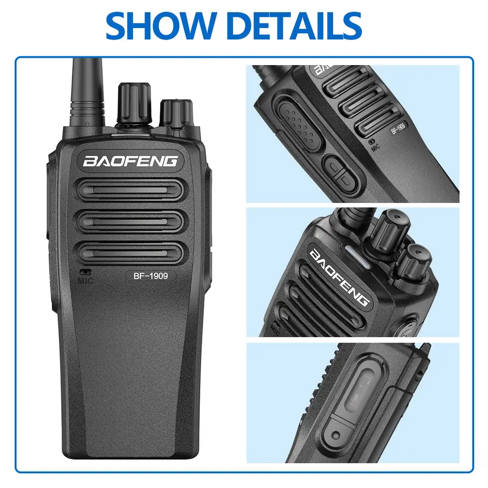 BaoFeng BF-1909 10W High Power Walkie Talkie UHF 400-470MHz Handheld Two Way Walkie Talkie Long Range CB Radio
