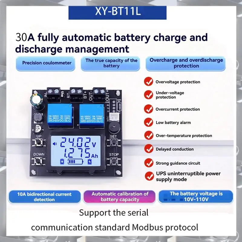 Фото Лидер продаж-XY-BT13L 30A Модуль заряда и разряда аккумулятора с модулем K485X, двунаправленная защита от измерения тока, XY-BT1 №5