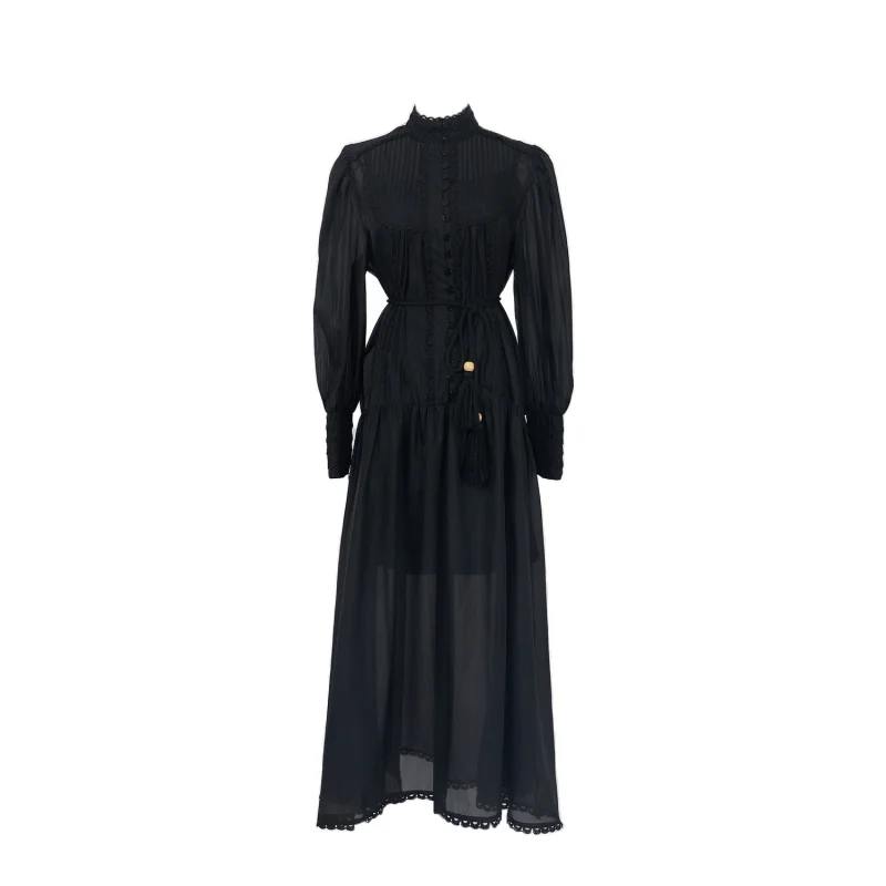 Real Shot Spot однотонное длинное платье из органзы во французском стиле легкое