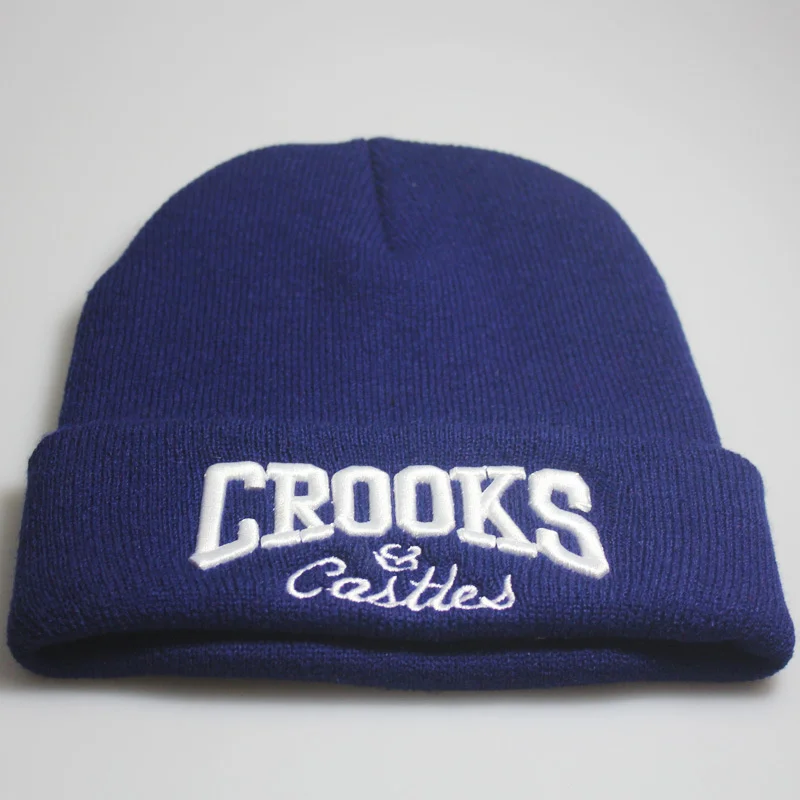 

New Popular Warm Ski Hat Letter Crooks Embroidered Wool Hat Knitted Hat Pullover Hat สาวแฟชั่น สวยงาม handmade