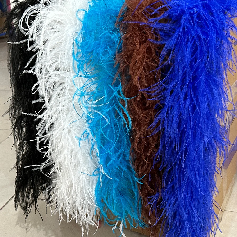 

2meter Natural Ostrich Feather Boa 1/6/10/15/20 Ply for Crafts Wedding Party Dress Decoration Fluffy Plumes Shawl