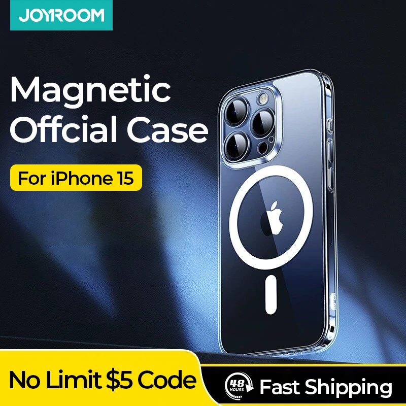 

Joyroom Case For iPhone 15 14 13 12 Pro Max Slim Thin Shockproof Phone Case Transparent Cover Wireless Charger Magnet Back Cover