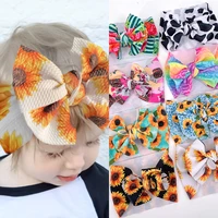 2022 fashion print baby girl hairband newborn kawaii accessories 9 colors hair bows for girls head wraps bows turban for babies