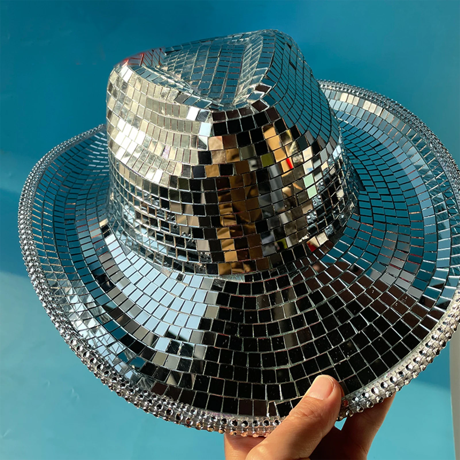 

Disco Cowboy Hat Glitter Mirror Stunning Disco Ball Hats DJ Glitter Sequins Cowboy Hat Cap Club Stage Bar PartyDance Decorations