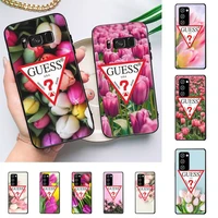 brand guess tulip flower phone case for samsung galaxy note10pro note20ultra note20 note10lite m30s