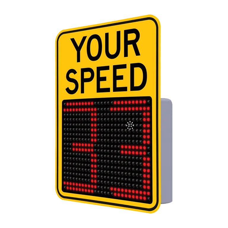 

Solar operated vehicle speed detector sign with display radar and speed display