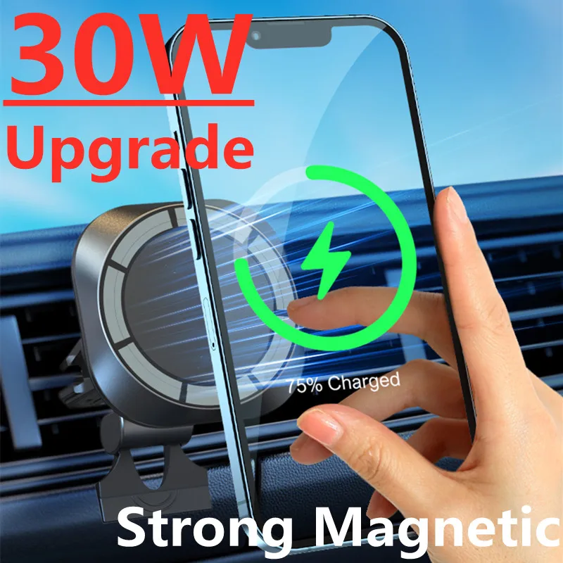 

30W Magnetic Wireless Charger Car Air Vent Phone Holder Mount For Macsafe / 13 12 Pro Max Mini Qi Fast Car Charging Stand