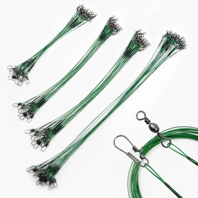 Лідер стальной лески с защитой от укусов и вращающейся головкой для рыбалки на