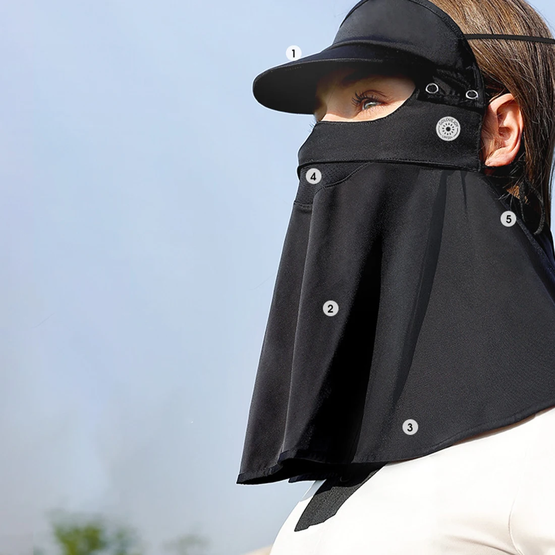 

UPF50+ Breathable UV Protection Mask Solar Blocker for Face Cycling Sun Protection Outdoor Ice Silk Sunlight Blocking