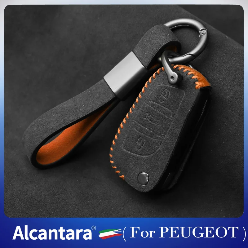 

for Peugeot key case 207 307 308 407 607 807Alcantara fur key case modification