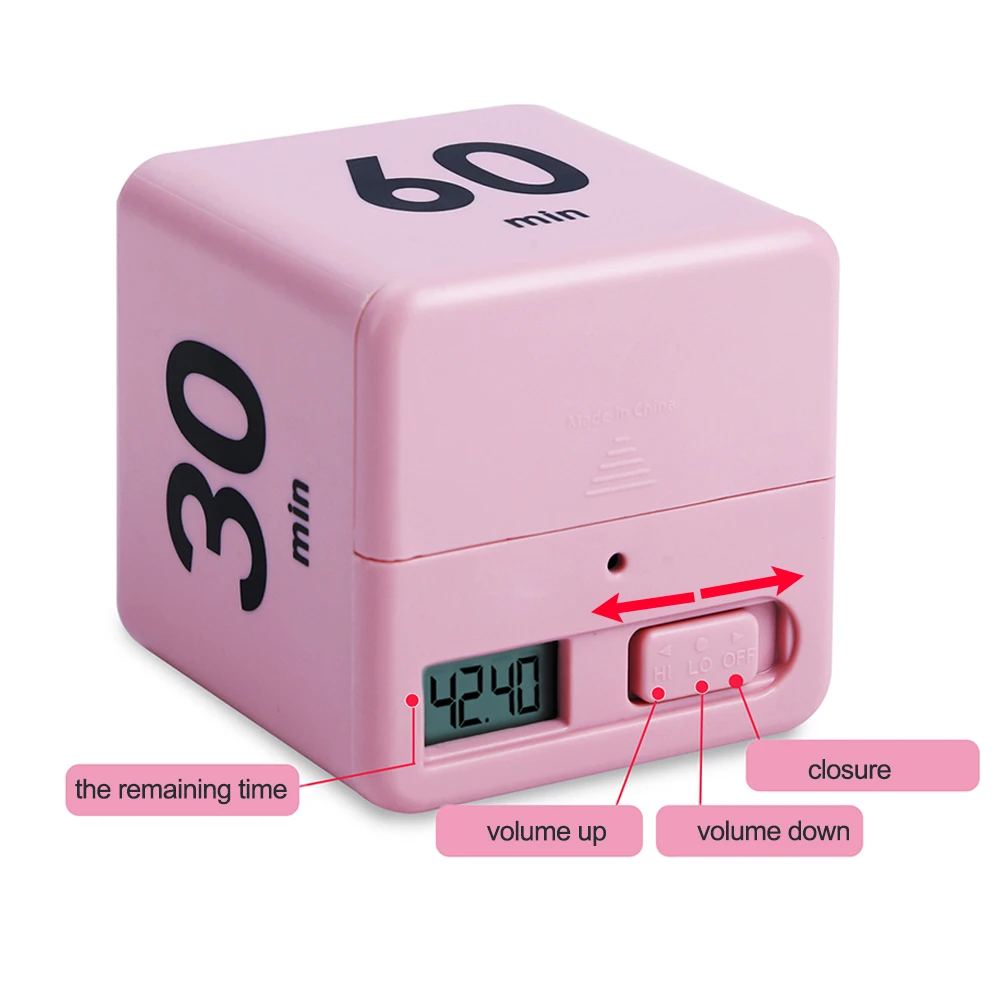 Cube Digital Timer Gravity Sensor Flip Countdown Time Function for Study Kitchen Cooking Shower Counter Alarm Remind |