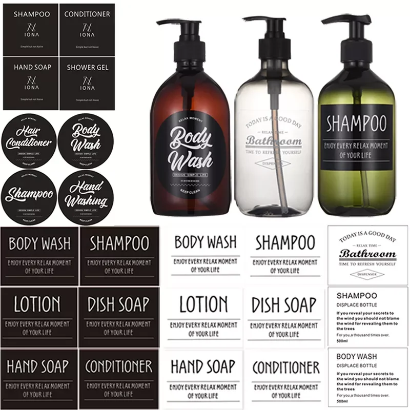 

Label Sticker Dispenser Sticker Set Shampoo Conditioner Bottle Label Waterproof Soap Dispenser Label Shower Gel Label