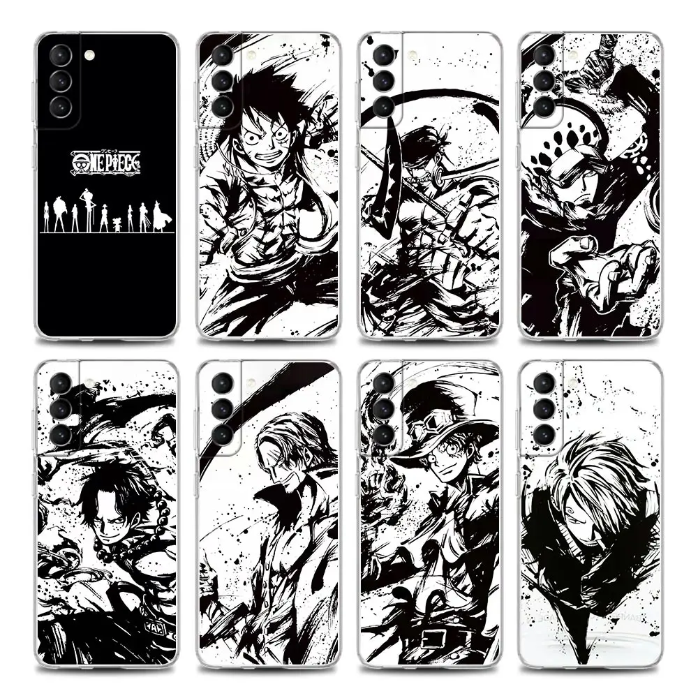 

One Piece Black White Luffy Anime Clear Samsung Case for S9 S10 4G S10e S20 S21 Plus Ultra FE 5G M51 M31 M21 Soft Silicone