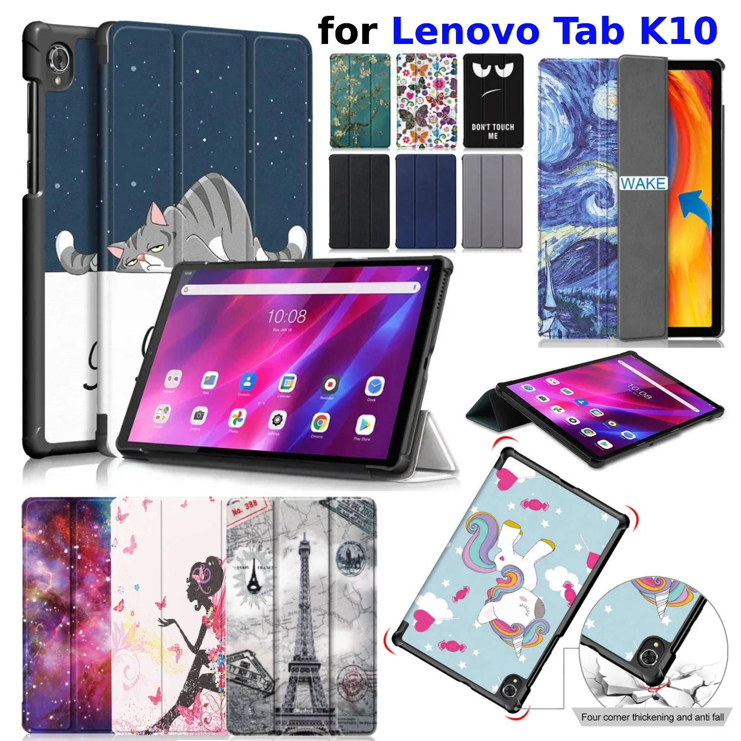 Фото Чехол для Lenovo Tab K10 Case X6C6X X6C6F 10.3 дюйма 2021, складная подставка, кожаный чехол, умное пробуждение/спящий режим, три сложения, чехол для планшета 10.3 дюйма №1