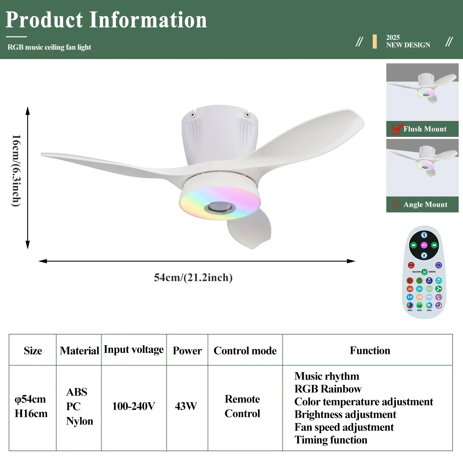 

Потолочный вентилятор-светильник AMNU RGB