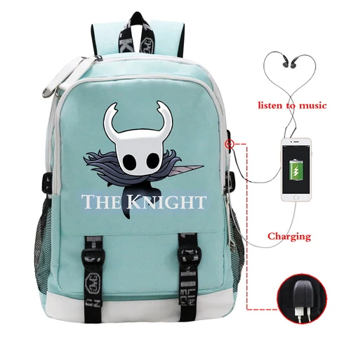 Школьный рюкзак Hollow Knight для мальчиков и девочек, детский рюкзак с героями мультфильмов, USB большой емкости, портативный рюкзак, студенческие дорожные сумки, подарок