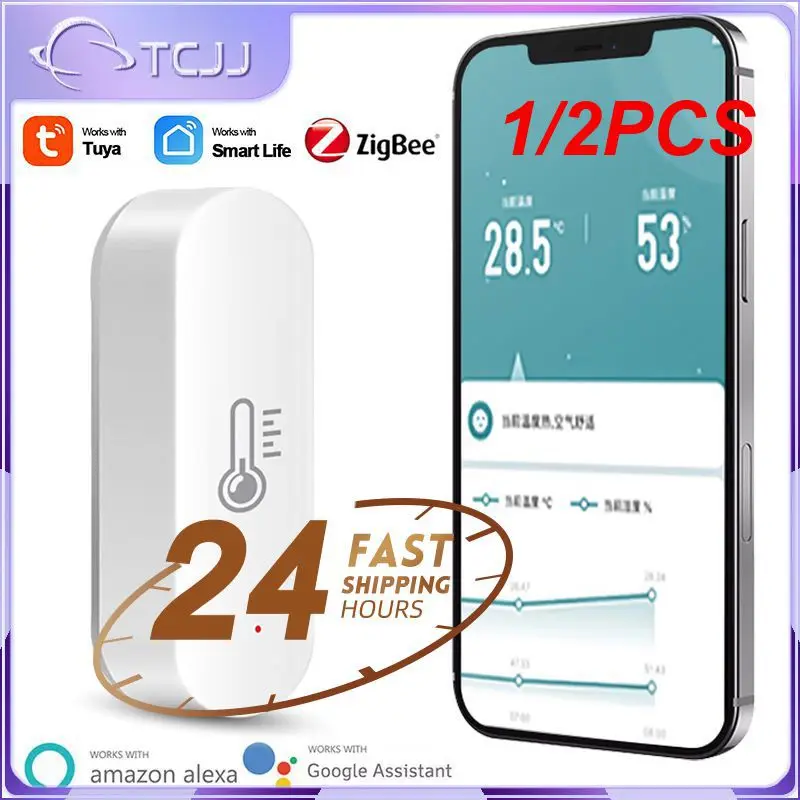 

1/2PCS Tuya WiFi Temperature Humidity Sensor Smart Life APP Monitor Smart Home Work With Alexa Home No Hub Required
