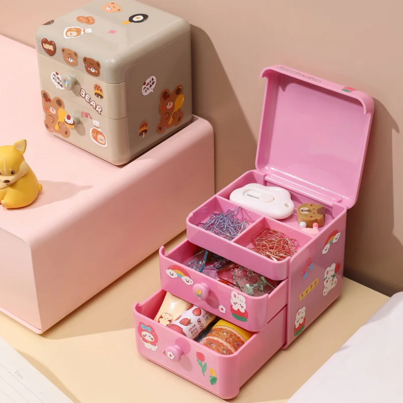 Cute Jewelry Storage Box Ring Box Student Desktop Stationery Storage Box Earring Organizer Necklace Holder