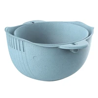 2 in 1 kitchen strainercolander double drain basket for fruits vegetable cleaning washing mixing blue