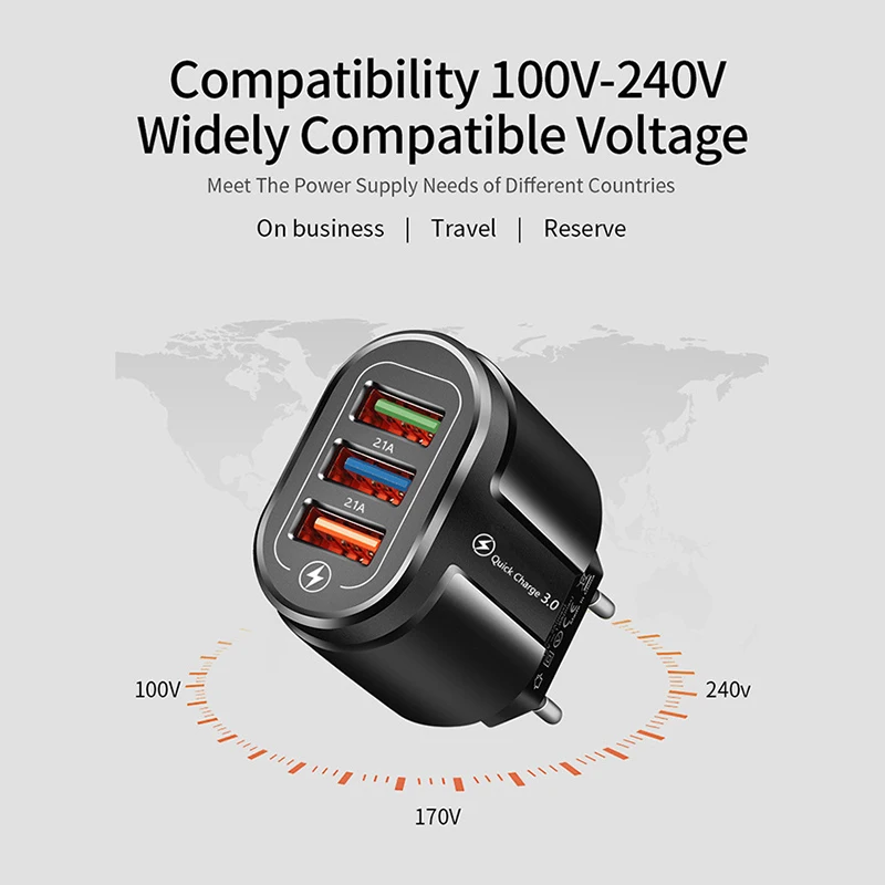 

Macaron 3 Port Usb Charging Head 5V/2A European And American Charger Adapter Wall USB Charger 2000mA Direct Charge