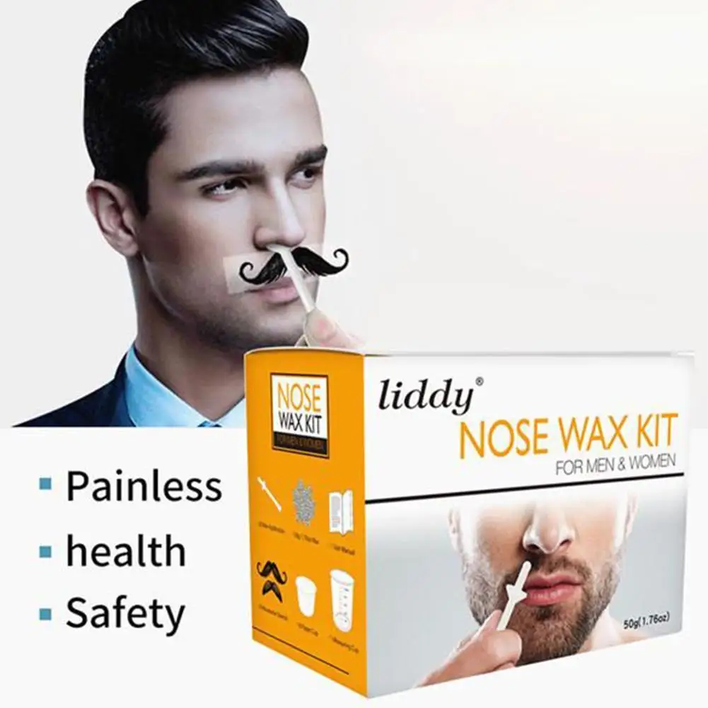 

Painless Nose Wax Kit Pearl Hair Removal Wax Beans Set Portable Paper-Free Nose Hair Cleaning For Men & Women Face Care 50g