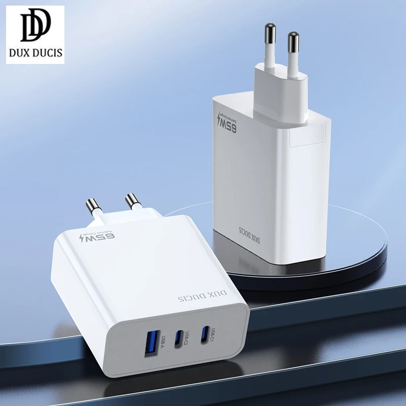 

For Macbook Laptop Tablet Charger Pd 65w 3-port Fast Charger Quick Charge Wall Phone Travel Charger Eu Adapter Dux Ducis