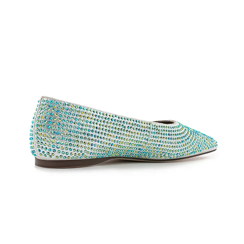 Arden Furtado 2024 металлические кожаные туфли с квадратным носком и мелким кристаллом