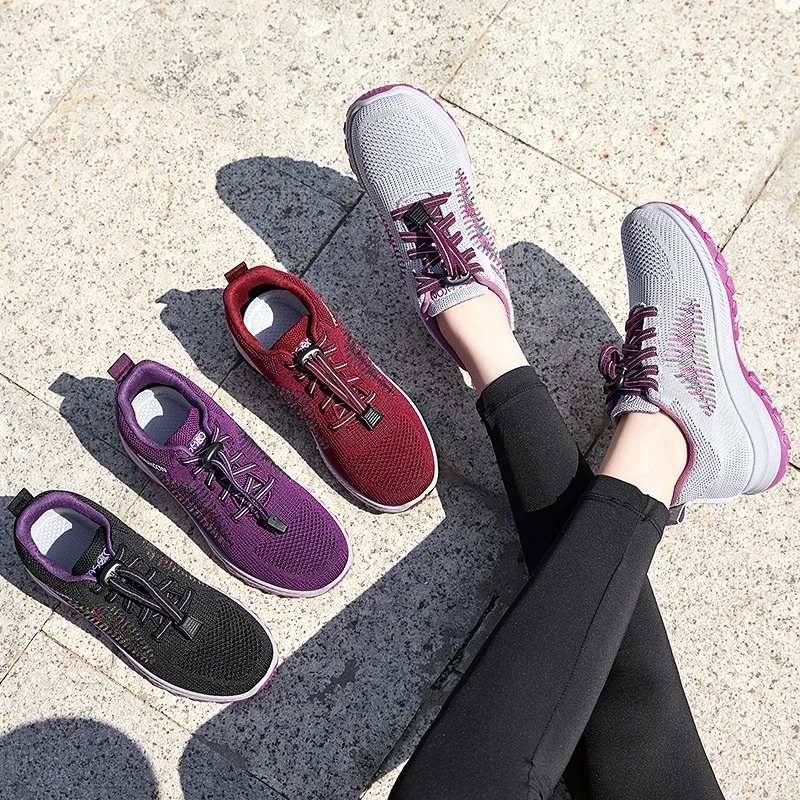 

Кроссовки женские на платформе, сетчатые дышащие, на шнуровке, Вулканизированная подошва, Повседневная прогулочная обувь для бега