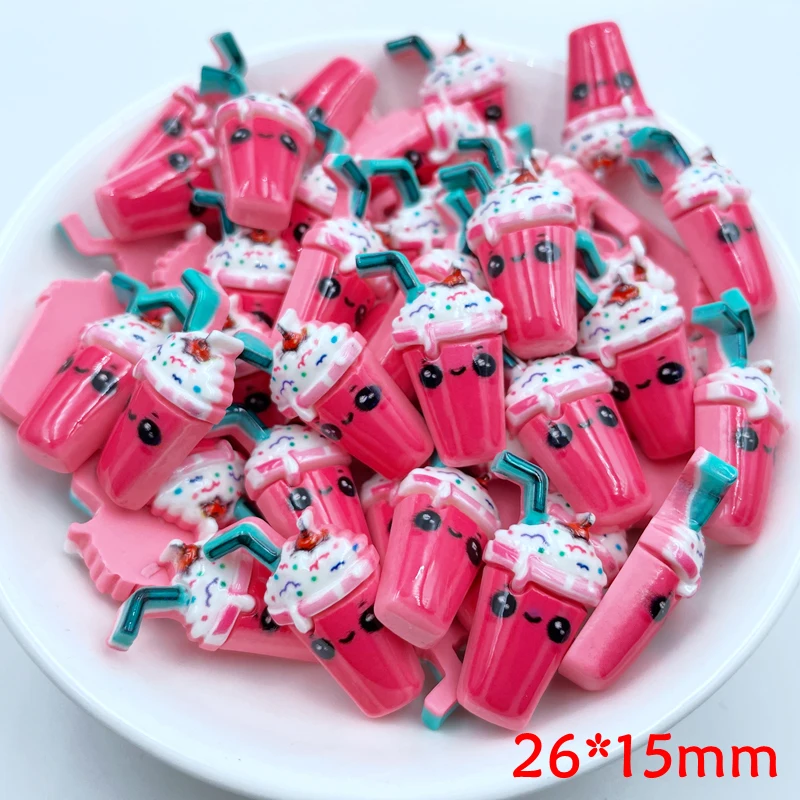 

10 Pcs New Cute Resin Cartoon Drinks Flat Back Cabochon Scrapbook Kawaii DIY Embellishments Charm Decorate Accessories D44