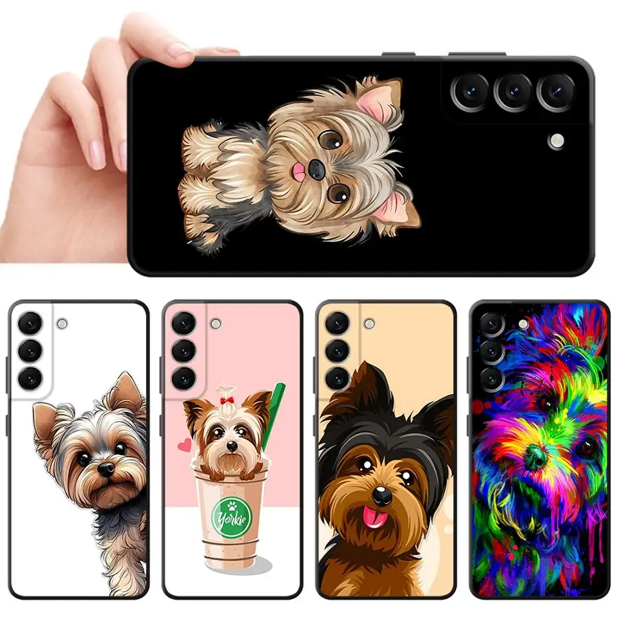 Фото Чехол с собакой йоркширского терьера для Samsung Galaxy A32 A51 A73 A23 A53 A24 A55 A35 A36 A26 A72 A25 A71 A41 A22 A52 Черный мягкий телефон №3