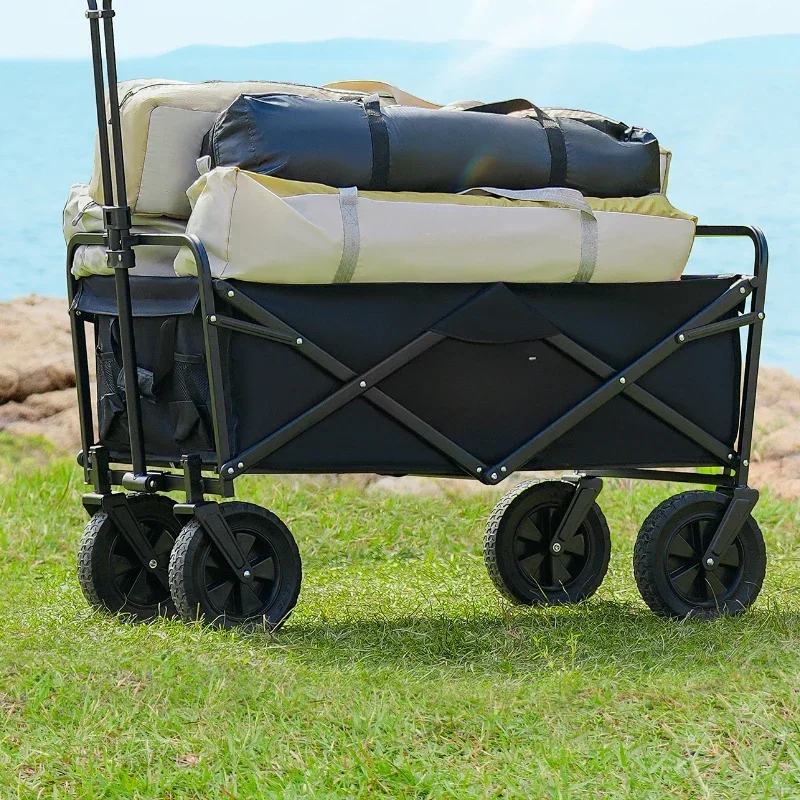 Camping cart hand push outdoor folding trailer picnic children can lie down express travel