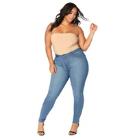 plus size women skinny jeans vintage high waist oversize pencil trousers causal full length all match streetwear lady denim pant